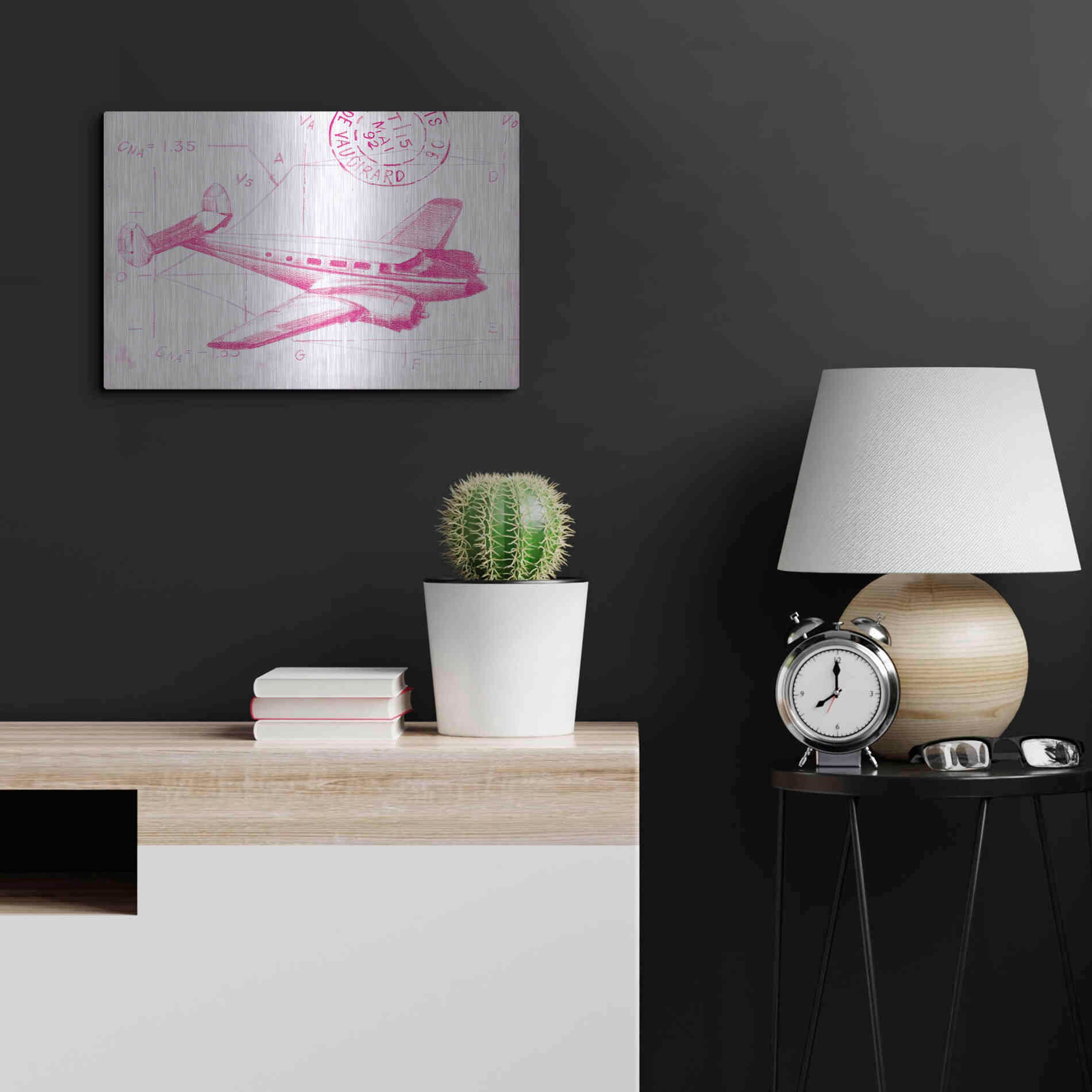 Luxe Metal Art 'Flight Schematic IV in Pink' by Ethan Harper Metal Wall Art,24x16