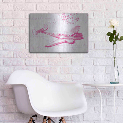 Luxe Metal Art 'Flight Schematic IV in Pink' by Ethan Harper Metal Wall Art,24x16