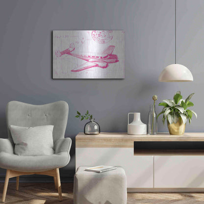 Luxe Metal Art 'Flight Schematic IV in Pink' by Ethan Harper Metal Wall Art,24x16