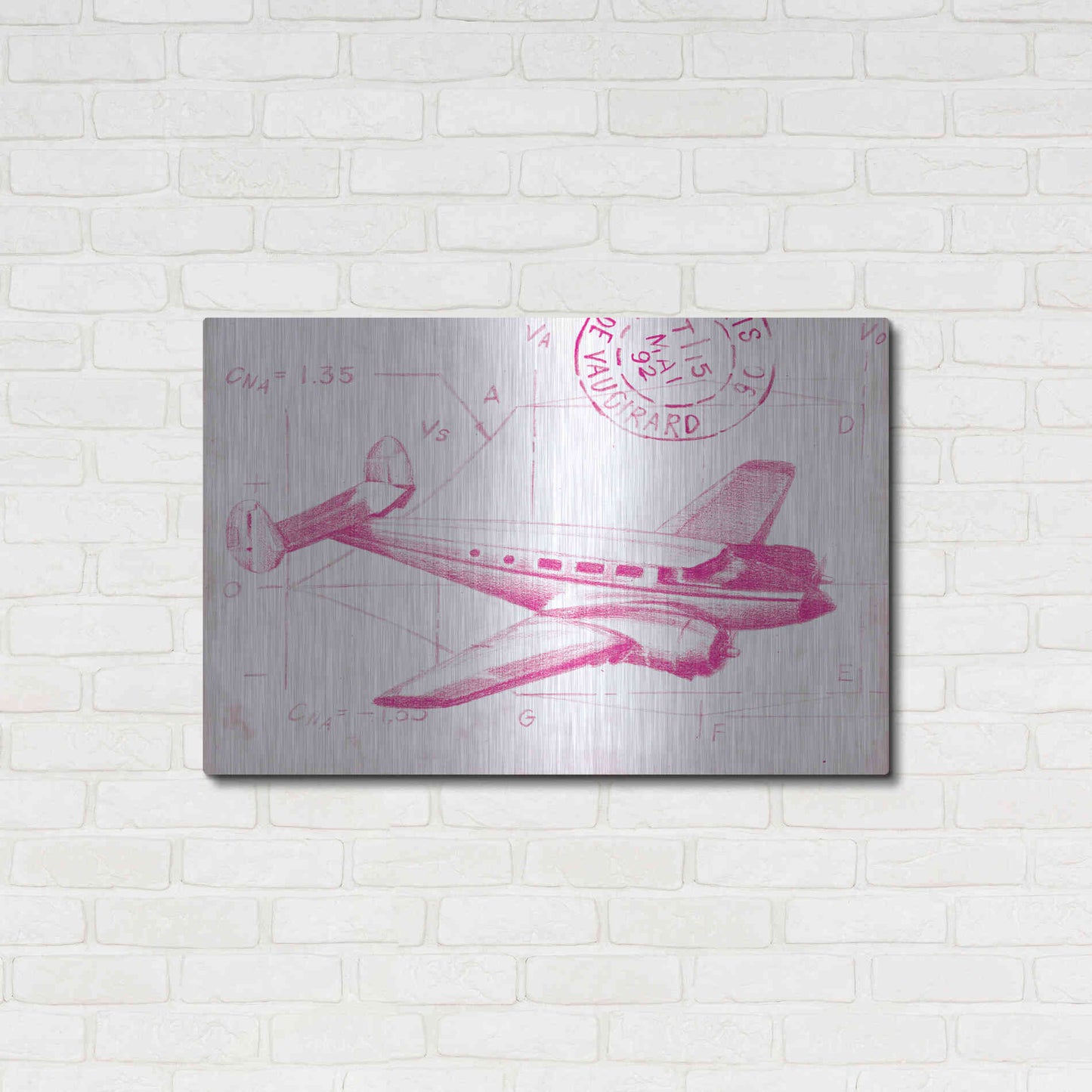 Luxe Metal Art 'Flight Schematic IV in Pink' by Ethan Harper Metal Wall Art,36x24