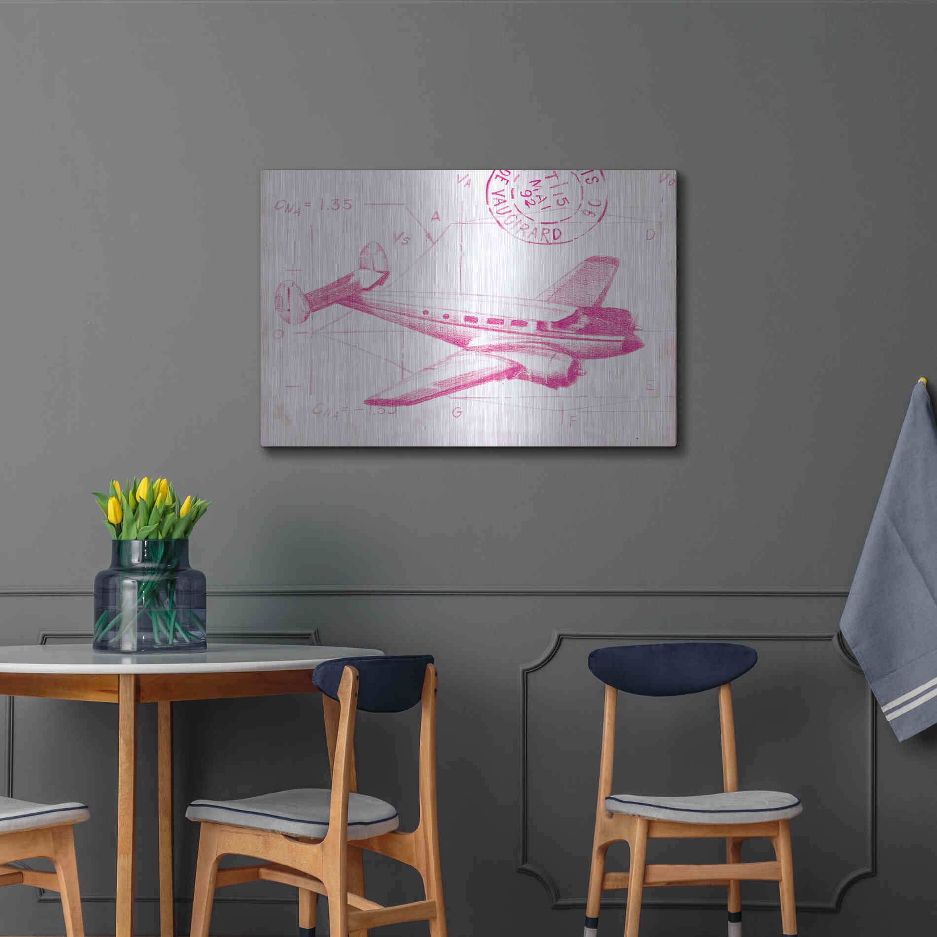 Luxe Metal Art 'Flight Schematic IV in Pink' by Ethan Harper Metal Wall Art,36x24