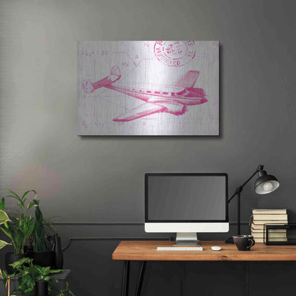 Luxe Metal Art 'Flight Schematic IV in Pink' by Ethan Harper Metal Wall Art,36x24