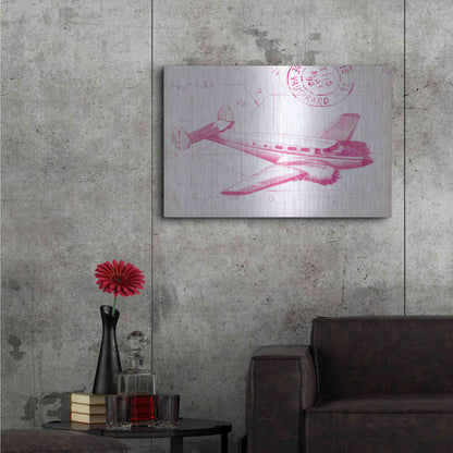 Luxe Metal Art 'Flight Schematic IV in Pink' by Ethan Harper Metal Wall Art,36x24