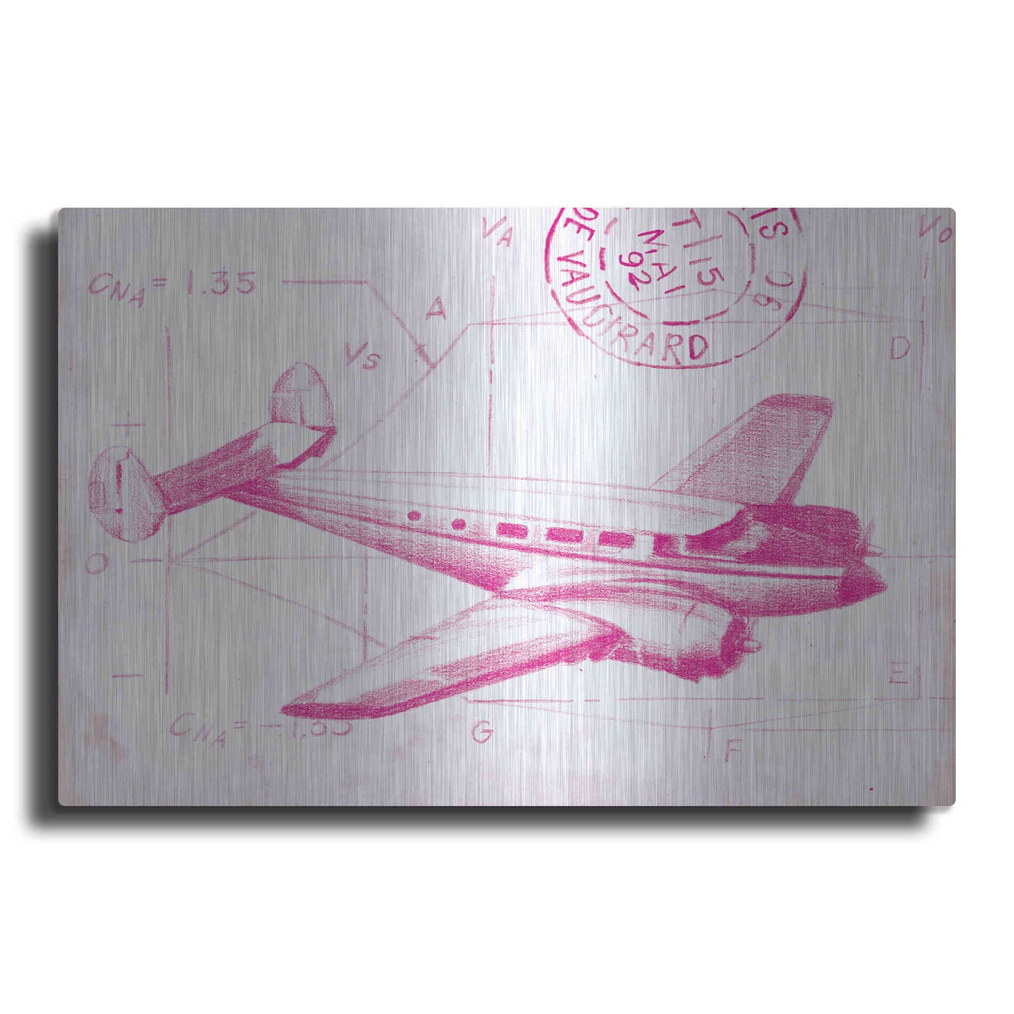 Luxe Metal Art 'Flight Schematic IV in Pink' by Ethan Harper Metal Wall Art