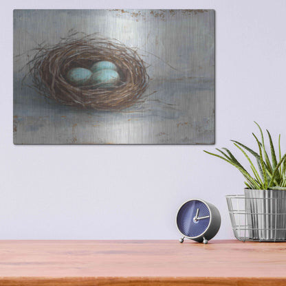 Luxe Metal Art 'Rustic Bird Nest I' by Ethan Harper Metal Wall Art,16x12