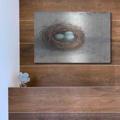 Luxe Metal Art 'Rustic Bird Nest I' by Ethan Harper Metal Wall Art,16x12