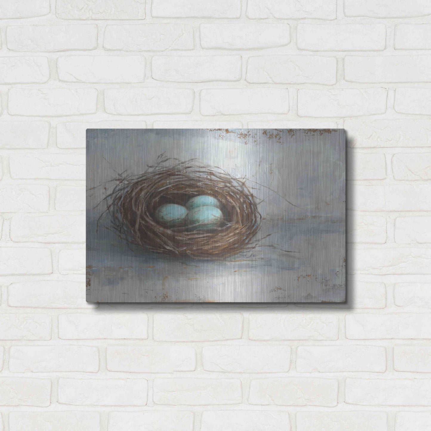 Luxe Metal Art 'Rustic Bird Nest I' by Ethan Harper Metal Wall Art,24x16