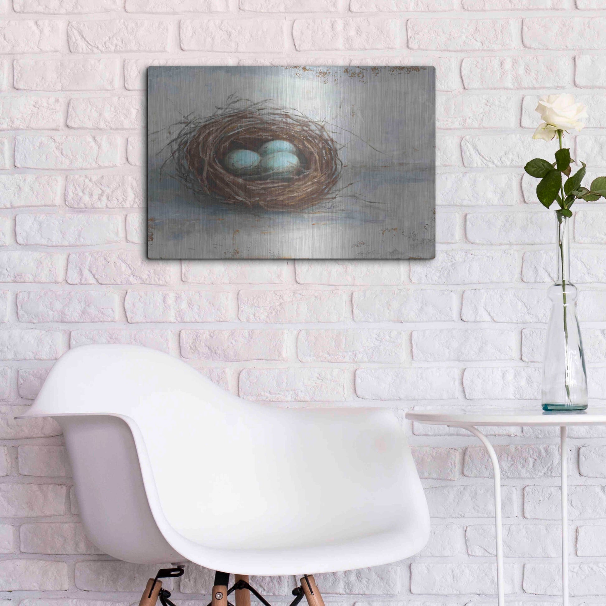Luxe Metal Art 'Rustic Bird Nest I' by Ethan Harper Metal Wall Art,24x16