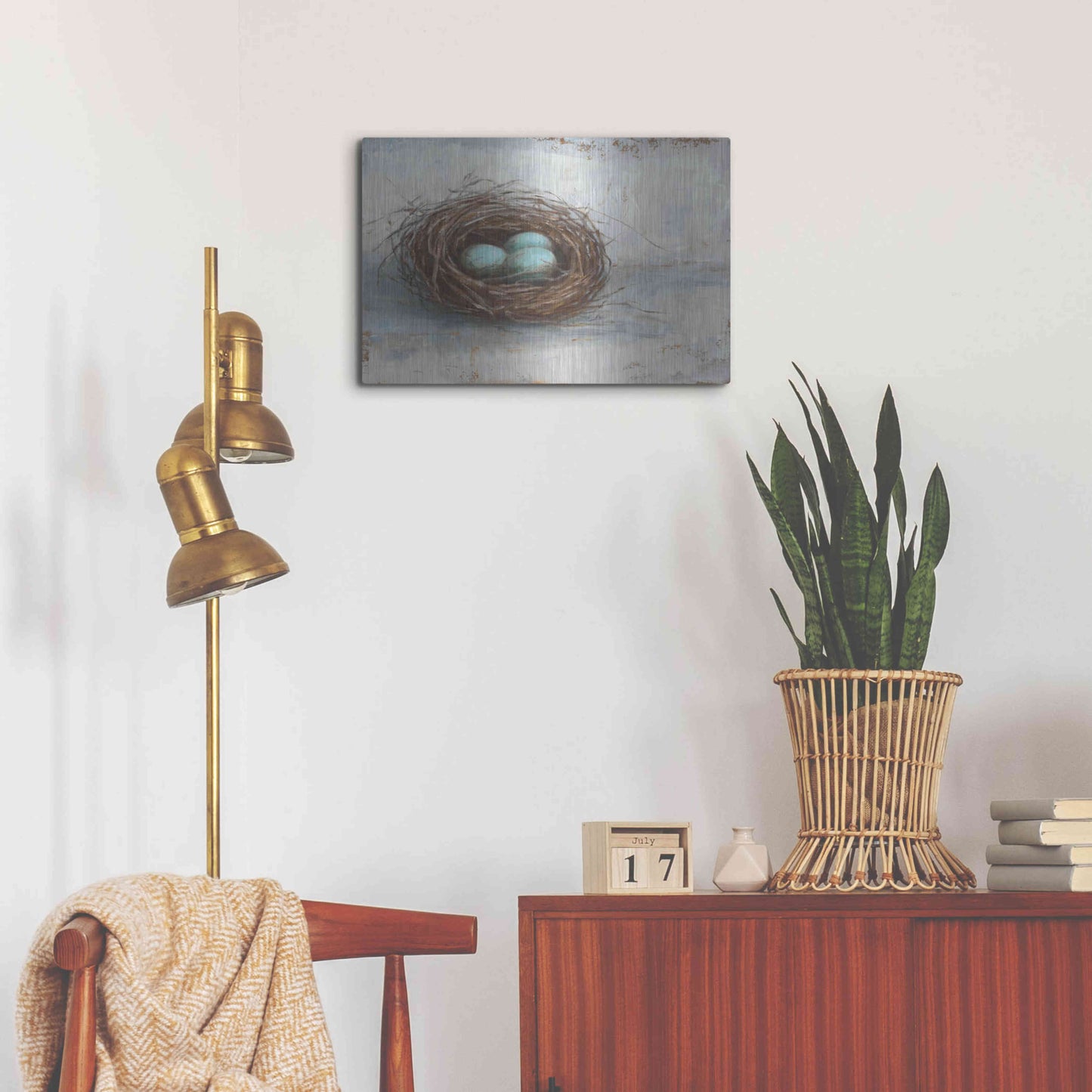 Luxe Metal Art 'Rustic Bird Nest I' by Ethan Harper Metal Wall Art,24x16