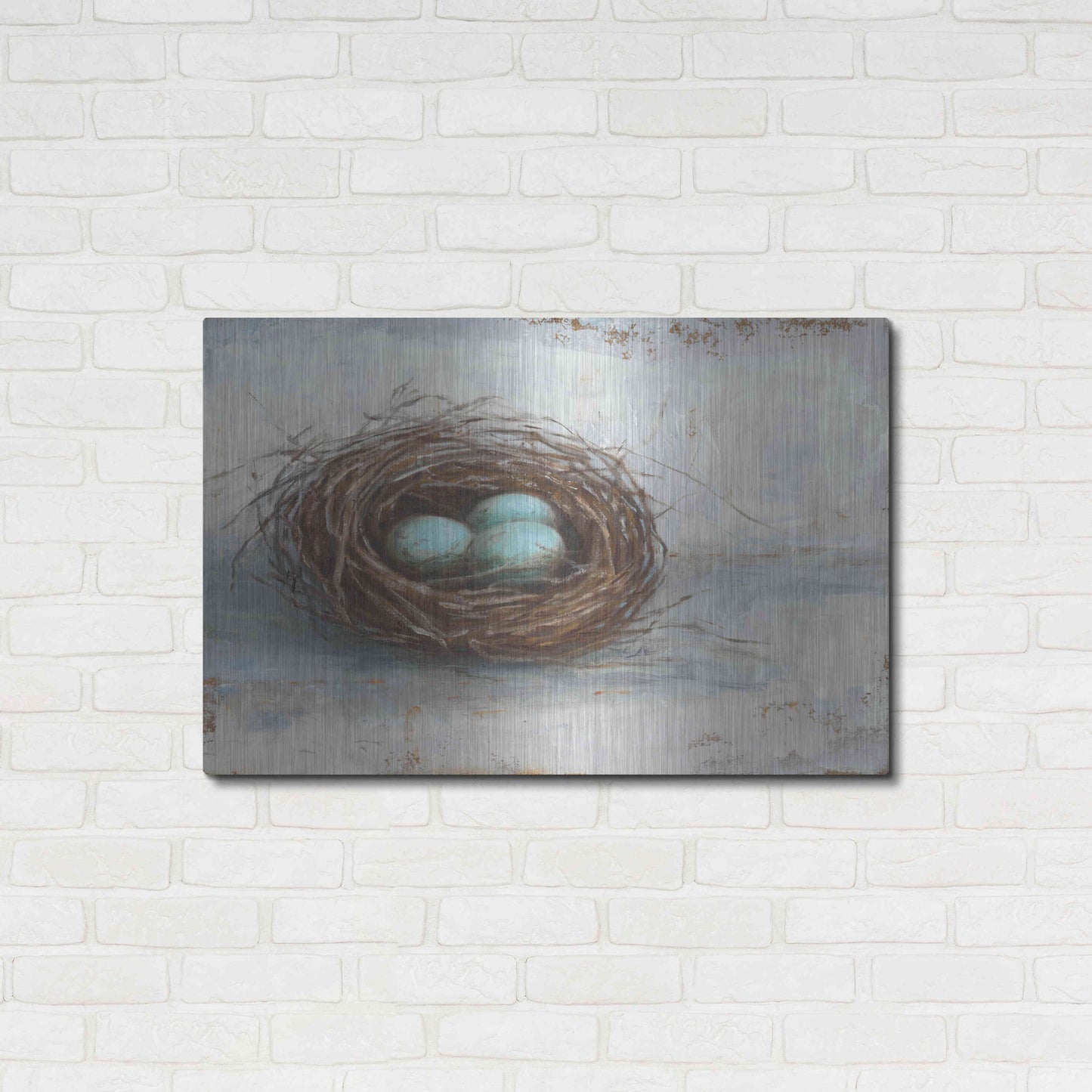 Luxe Metal Art 'Rustic Bird Nest I' by Ethan Harper Metal Wall Art,36x24
