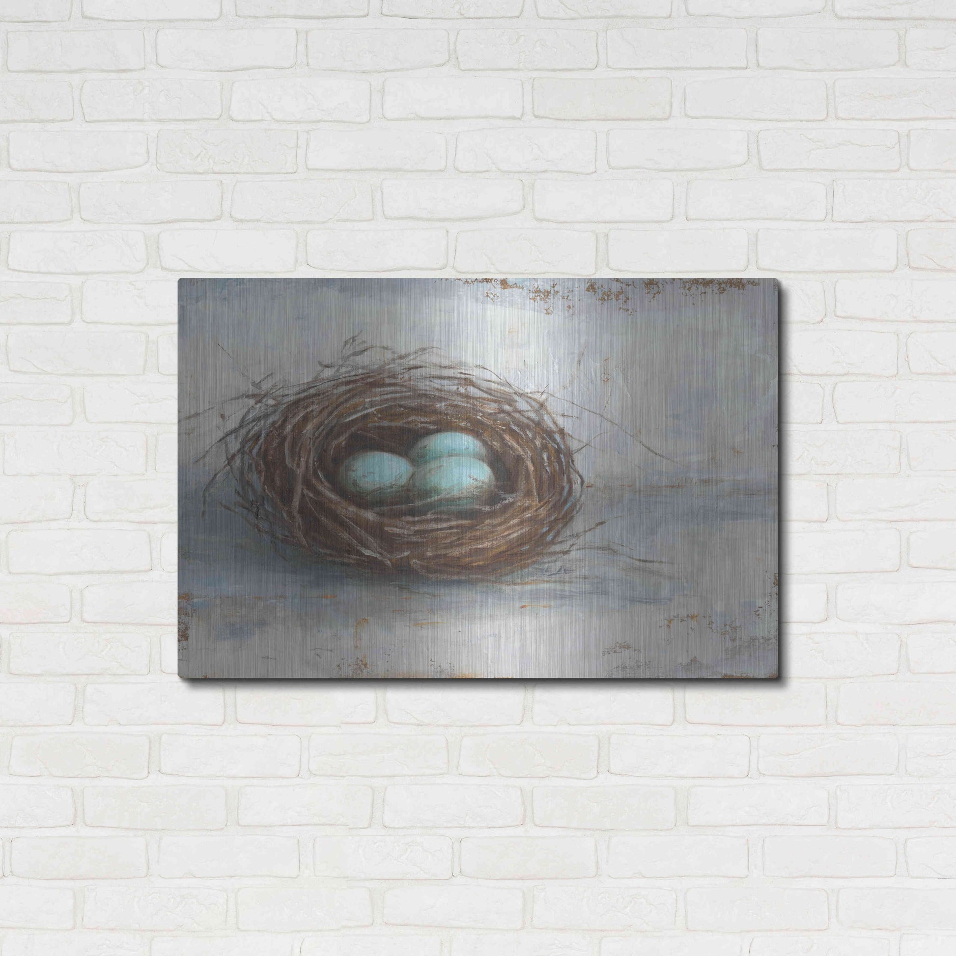 Luxe Metal Art 'Rustic Bird Nest I' by Ethan Harper Metal Wall Art,36x24