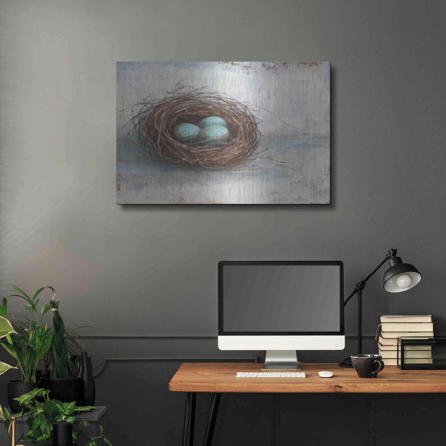 Luxe Metal Art 'Rustic Bird Nest I' by Ethan Harper Metal Wall Art,36x24