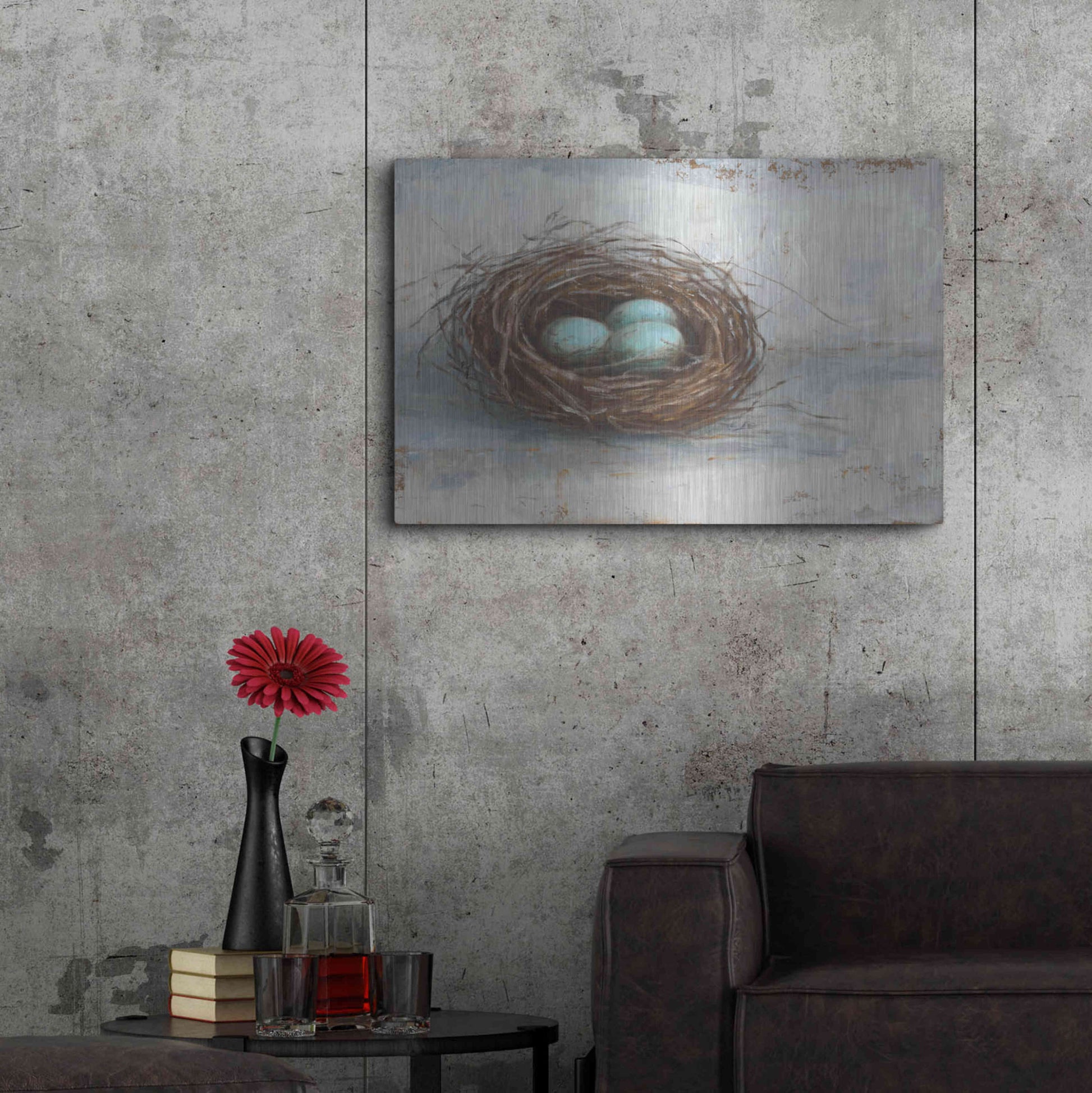 Luxe Metal Art 'Rustic Bird Nest I' by Ethan Harper Metal Wall Art,36x24