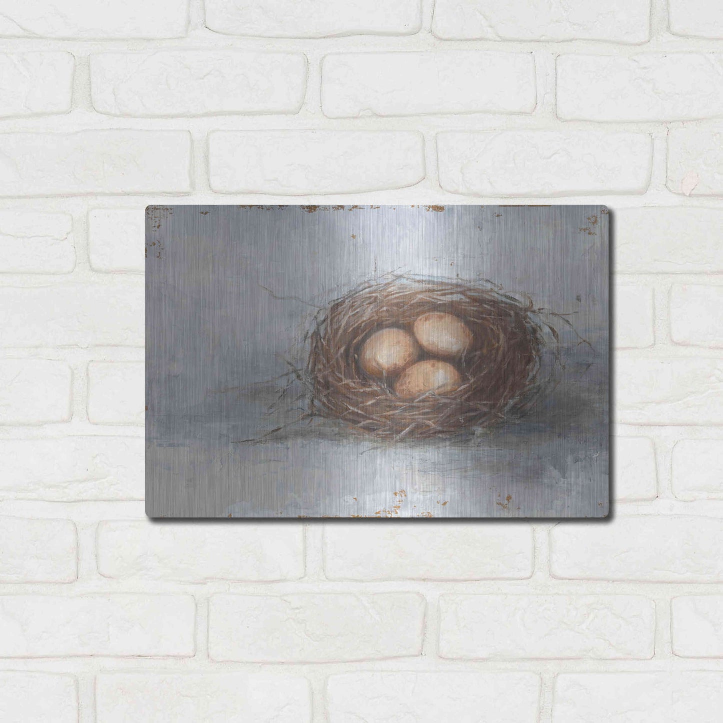 Luxe Metal Art 'Rustic Bird Nest II' by Ethan Harper Metal Wall Art,16x12