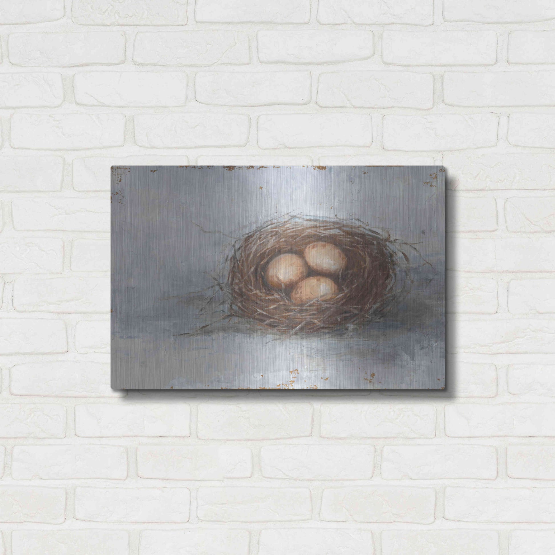Luxe Metal Art 'Rustic Bird Nest II' by Ethan Harper Metal Wall Art,24x16