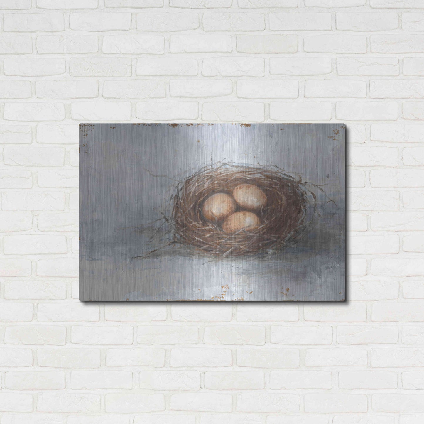 Luxe Metal Art 'Rustic Bird Nest II' by Ethan Harper Metal Wall Art,36x24