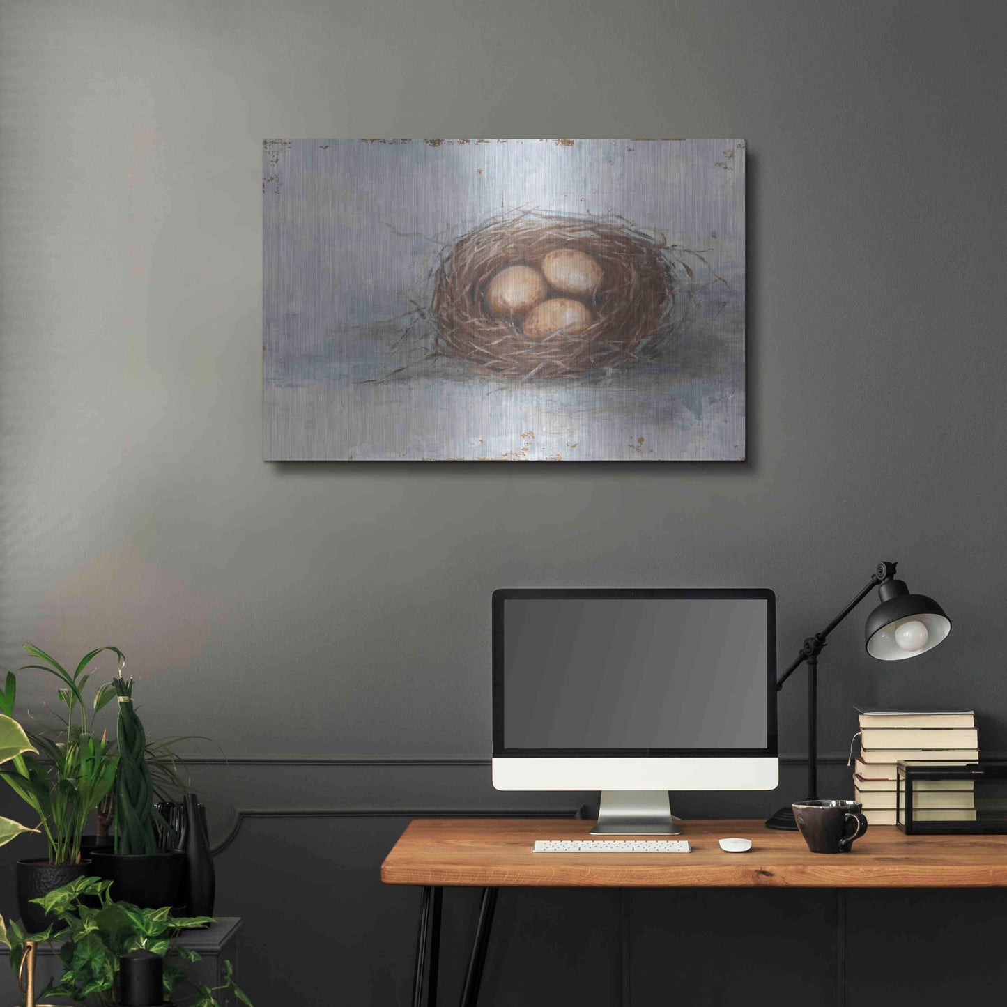 Luxe Metal Art 'Rustic Bird Nest II' by Ethan Harper Metal Wall Art,36x24
