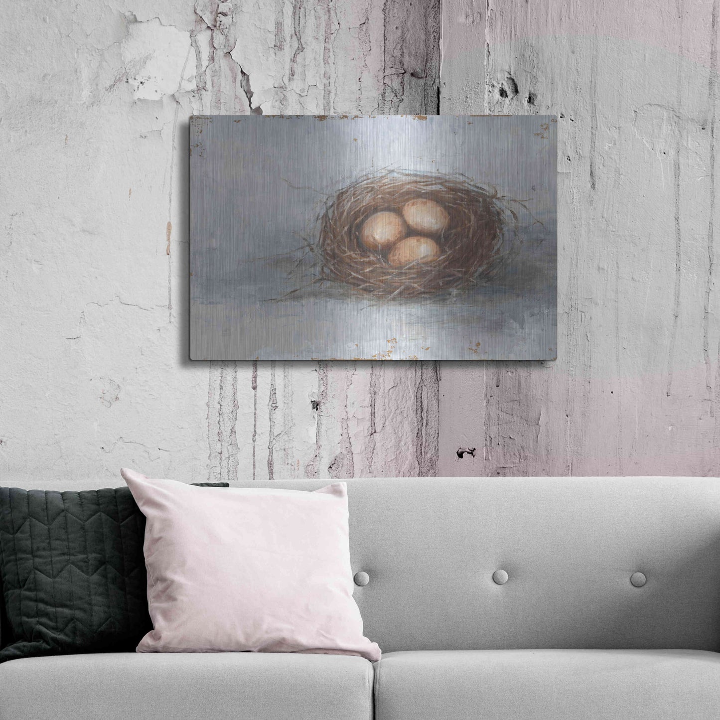 Luxe Metal Art 'Rustic Bird Nest II' by Ethan Harper Metal Wall Art,36x24