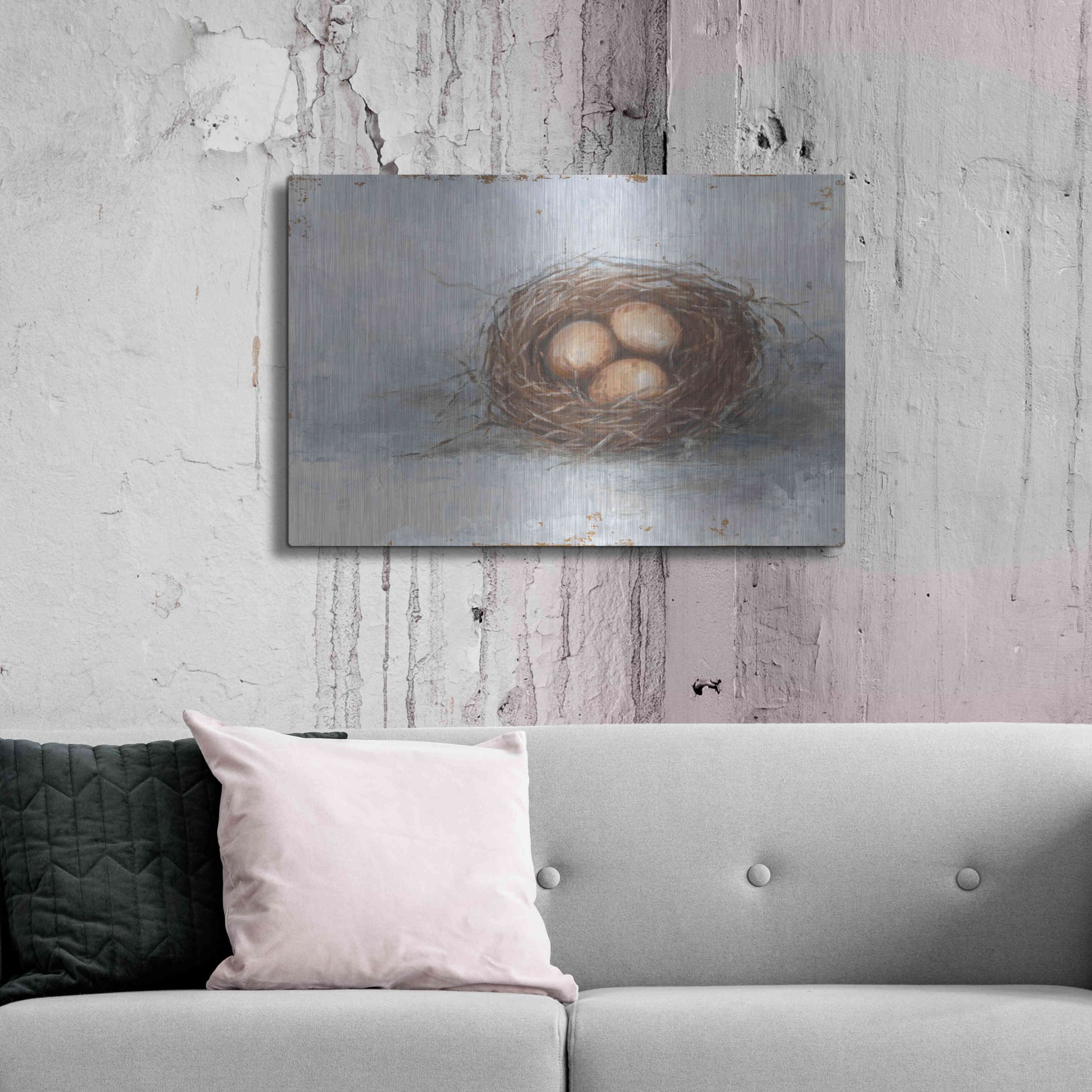 Luxe Metal Art 'Rustic Bird Nest II' by Ethan Harper Metal Wall Art,36x24