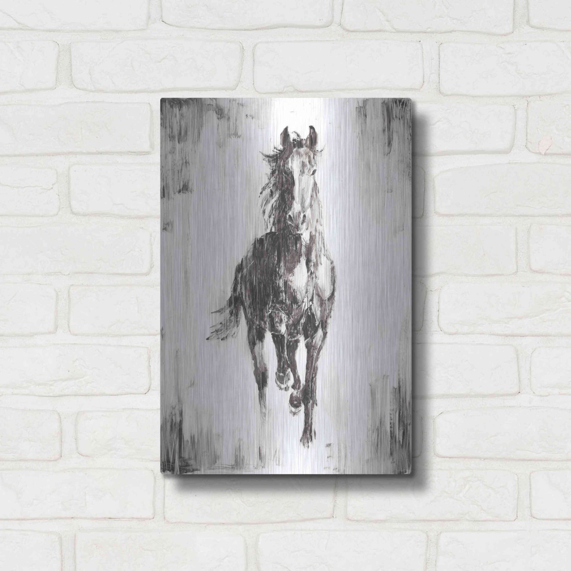 Luxe Metal Art 'Rustic Black Stallion I' by Ethan Harper Metal Wall Art,12x16