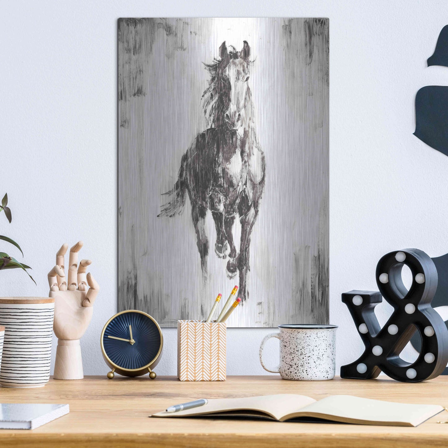 Luxe Metal Art 'Rustic Black Stallion I' by Ethan Harper Metal Wall Art,12x16