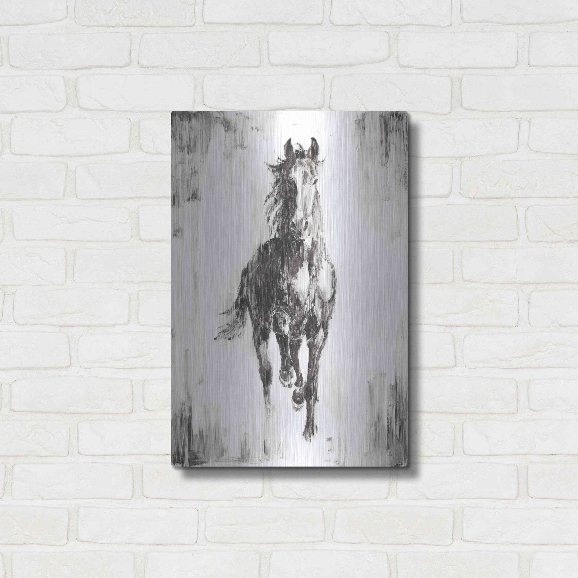 Luxe Metal Art 'Rustic Black Stallion I' by Ethan Harper Metal Wall Art,16x24