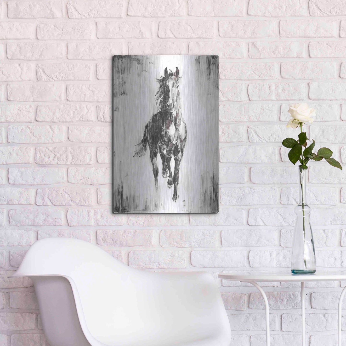 Luxe Metal Art 'Rustic Black Stallion I' by Ethan Harper Metal Wall Art,16x24