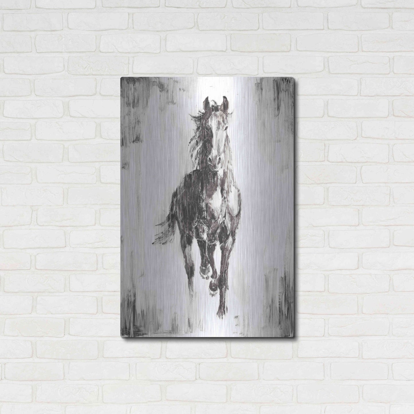 Luxe Metal Art 'Rustic Black Stallion I' by Ethan Harper Metal Wall Art,24x36