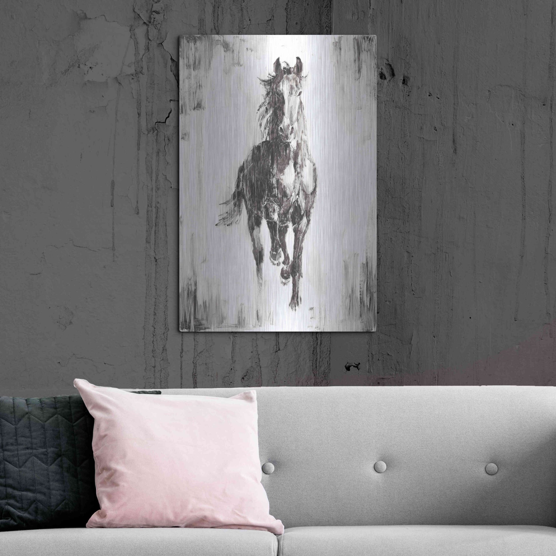 Luxe Metal Art 'Rustic Black Stallion I' by Ethan Harper Metal Wall Art,24x36