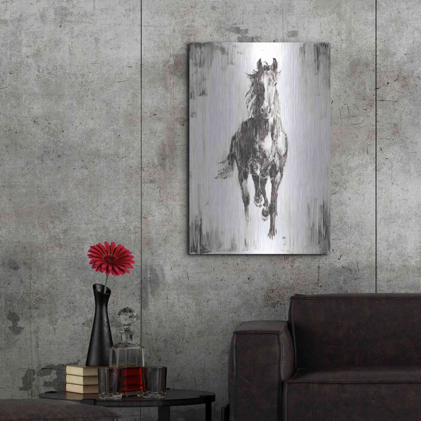 Luxe Metal Art 'Rustic Black Stallion I' by Ethan Harper Metal Wall Art,24x36