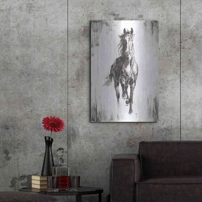 Luxe Metal Art 'Rustic Black Stallion I' by Ethan Harper Metal Wall Art,24x36