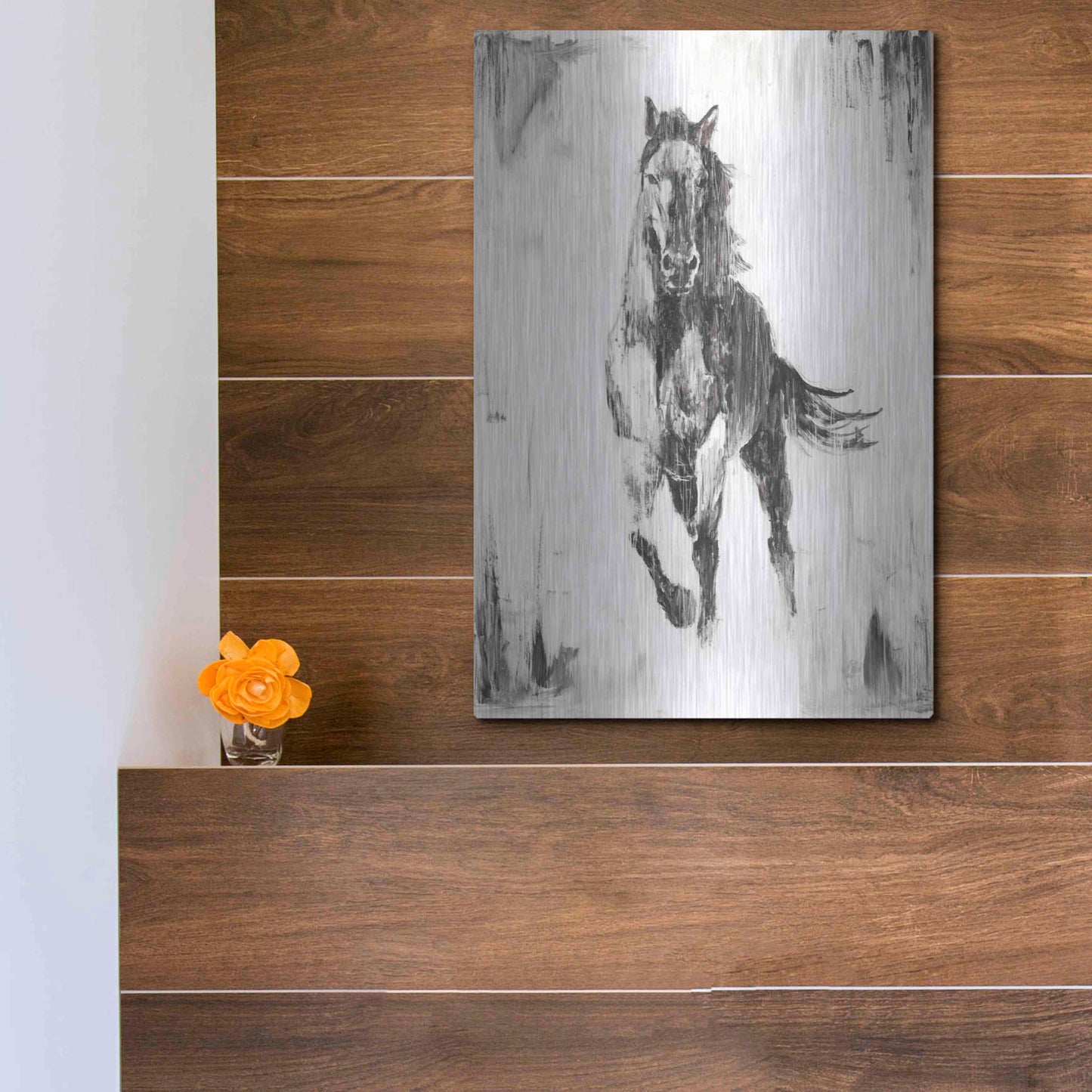 Luxe Metal Art 'Rustic Black Stallion II' by Ethan Harper Metal Wall Art,12x16