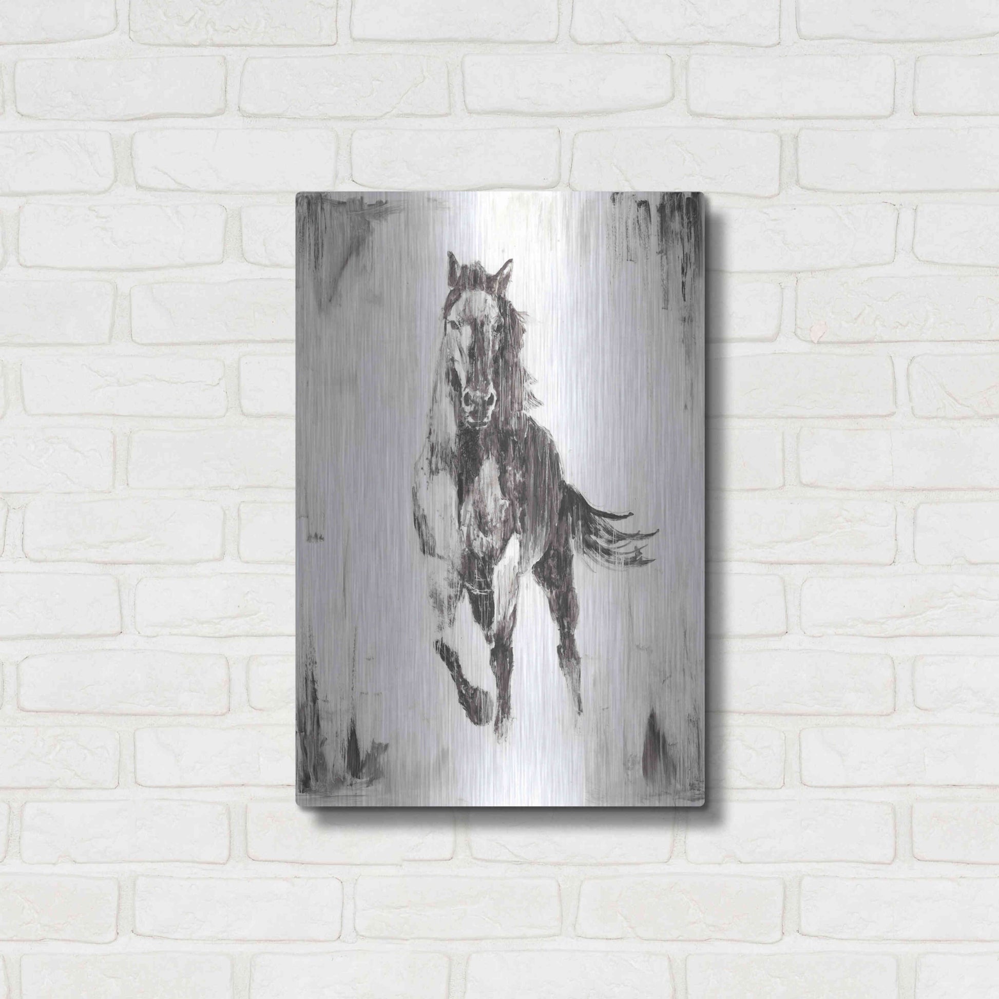 Luxe Metal Art 'Rustic Black Stallion II' by Ethan Harper Metal Wall Art,16x24