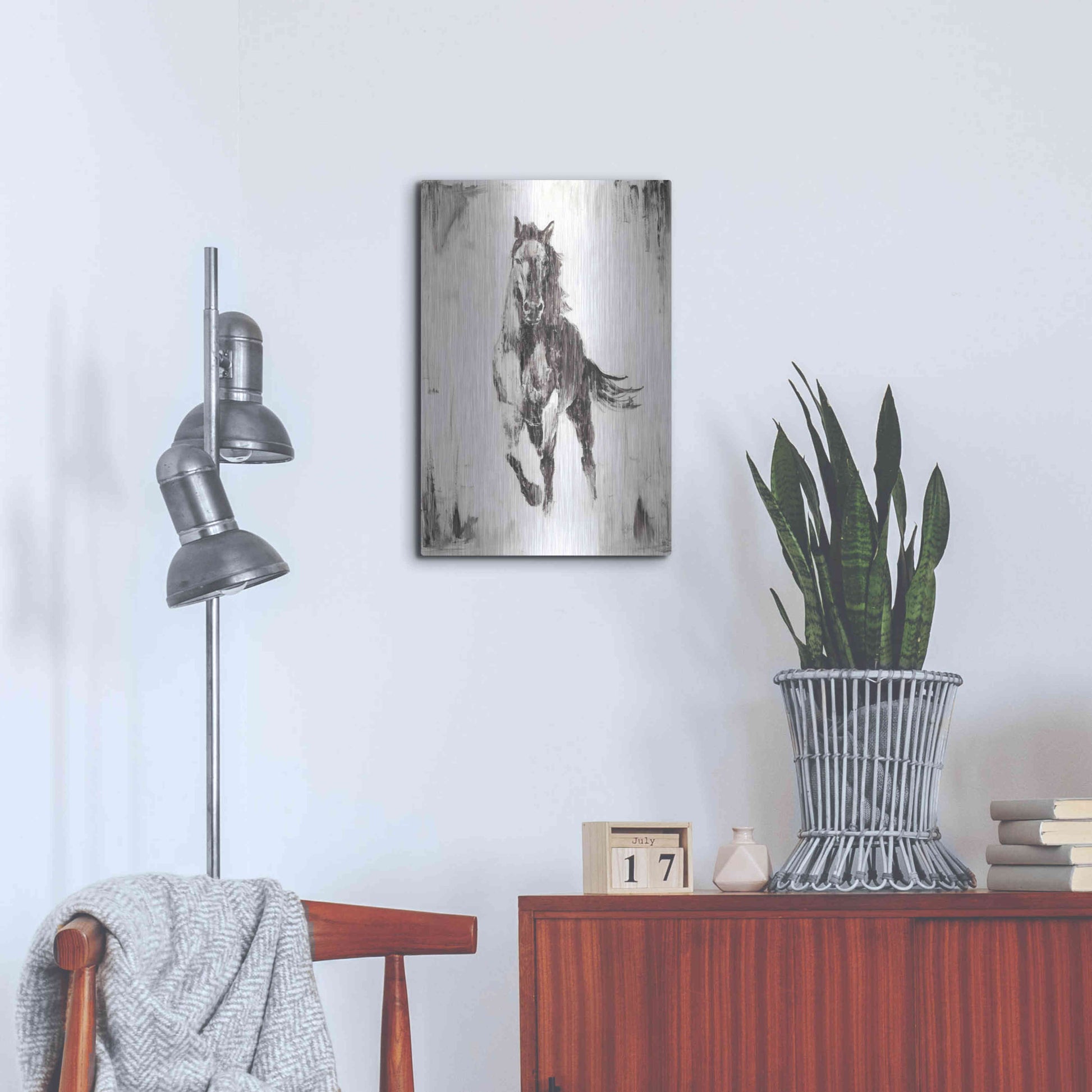 Luxe Metal Art 'Rustic Black Stallion II' by Ethan Harper Metal Wall Art,16x24