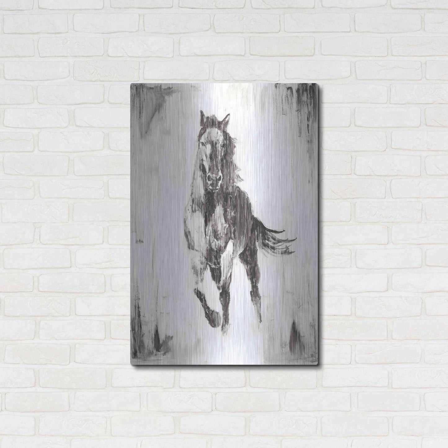 Luxe Metal Art 'Rustic Black Stallion II' by Ethan Harper Metal Wall Art,24x36