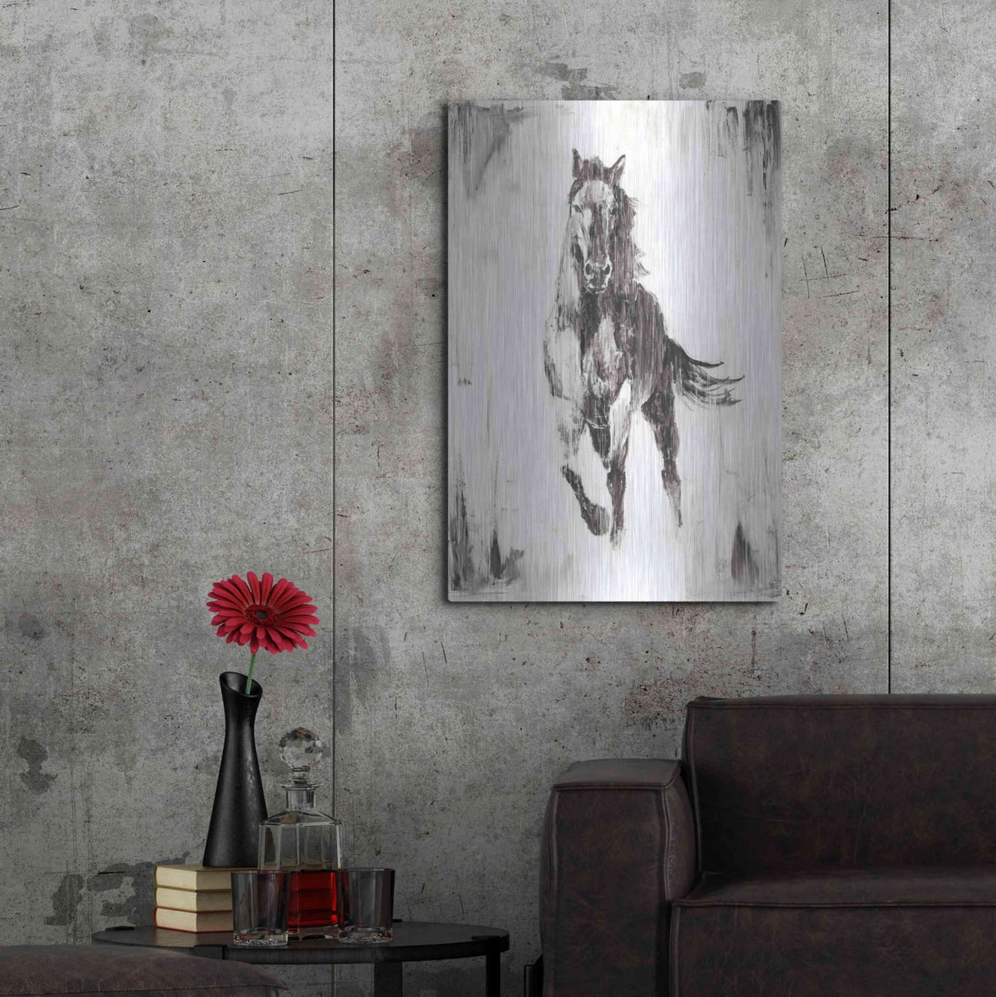 Luxe Metal Art 'Rustic Black Stallion II' by Ethan Harper Metal Wall Art,24x36