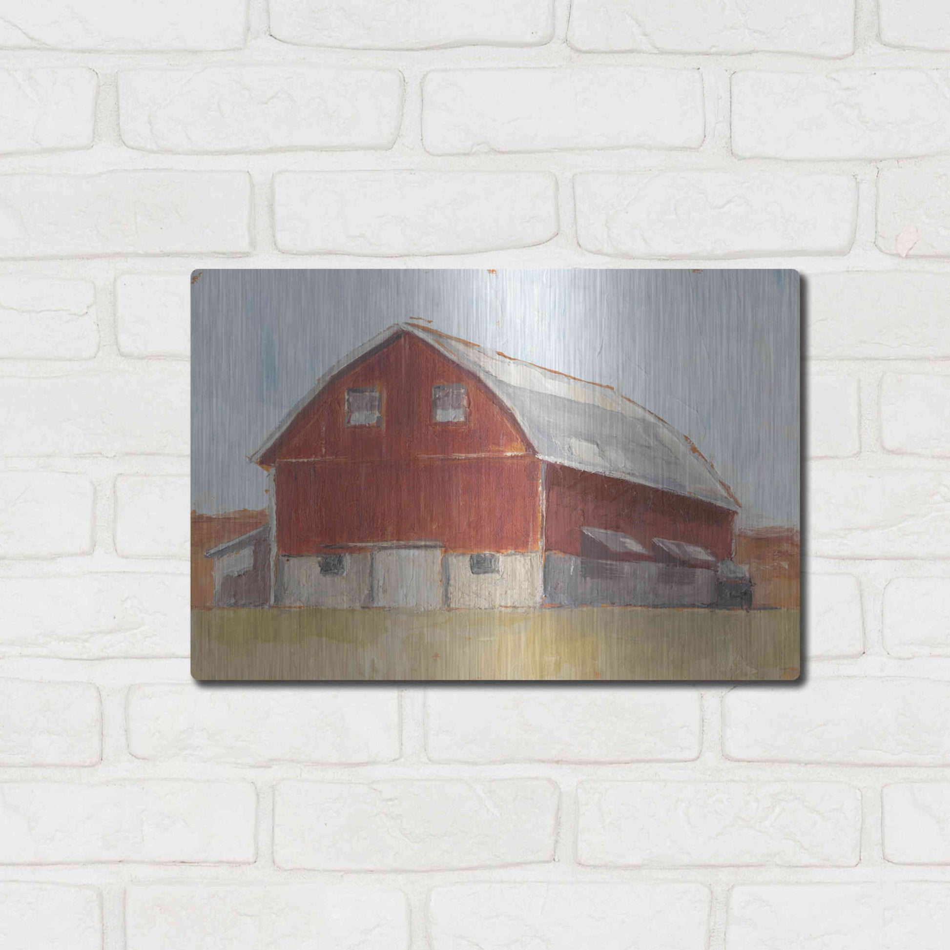 Luxe Metal Art 'Rustic Red Barn II' by Ethan Harper Metal Wall Art,16x12