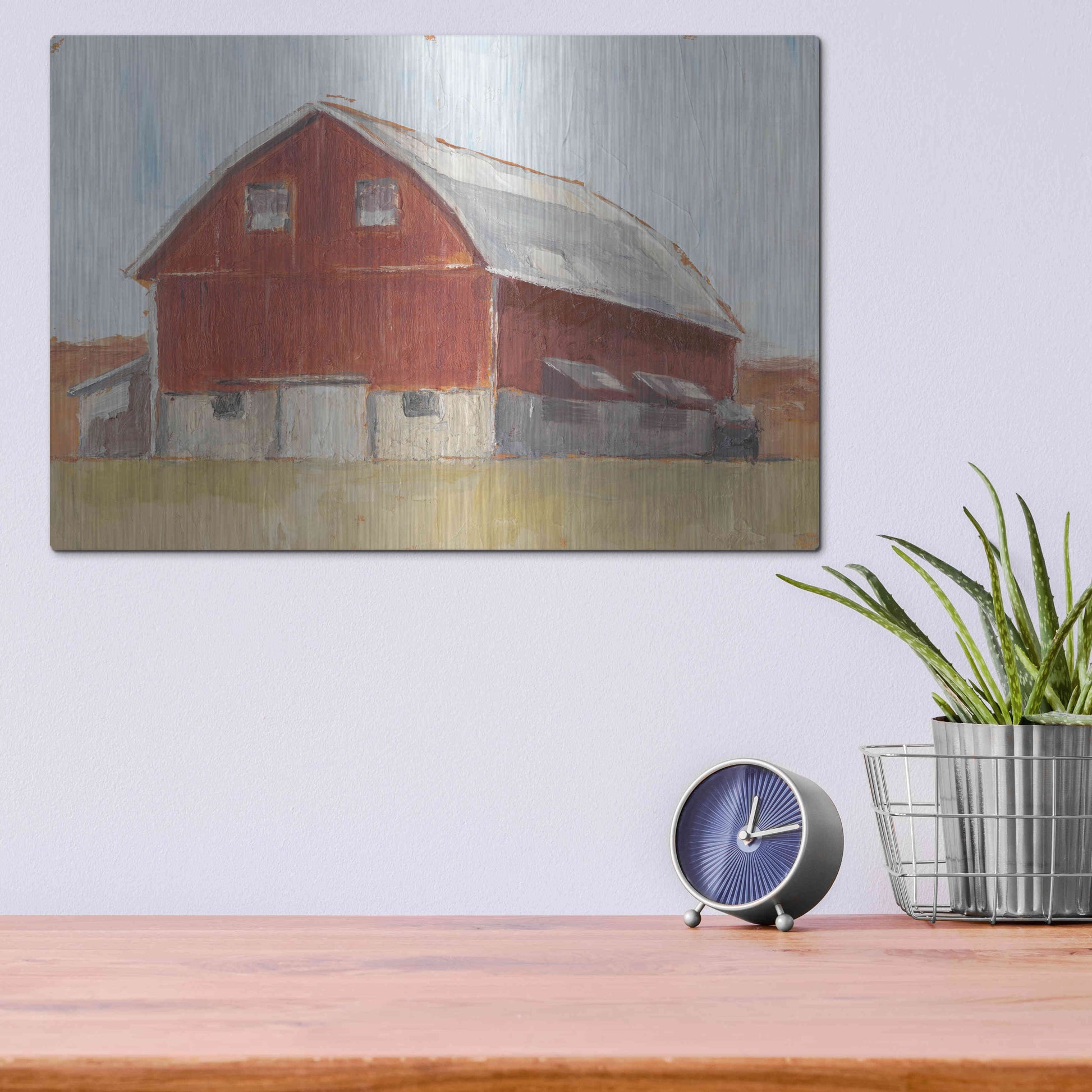 Luxe Metal Art 'Rustic Red Barn II' by Ethan Harper Metal Wall Art,16x12