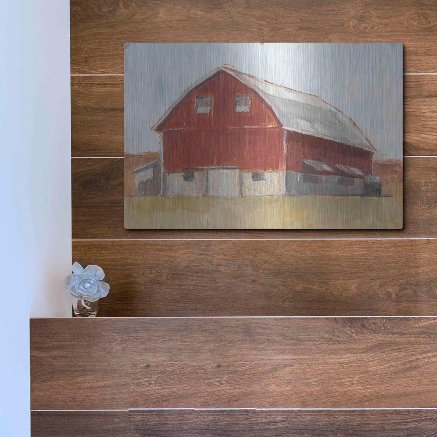 Luxe Metal Art 'Rustic Red Barn II' by Ethan Harper Metal Wall Art,16x12