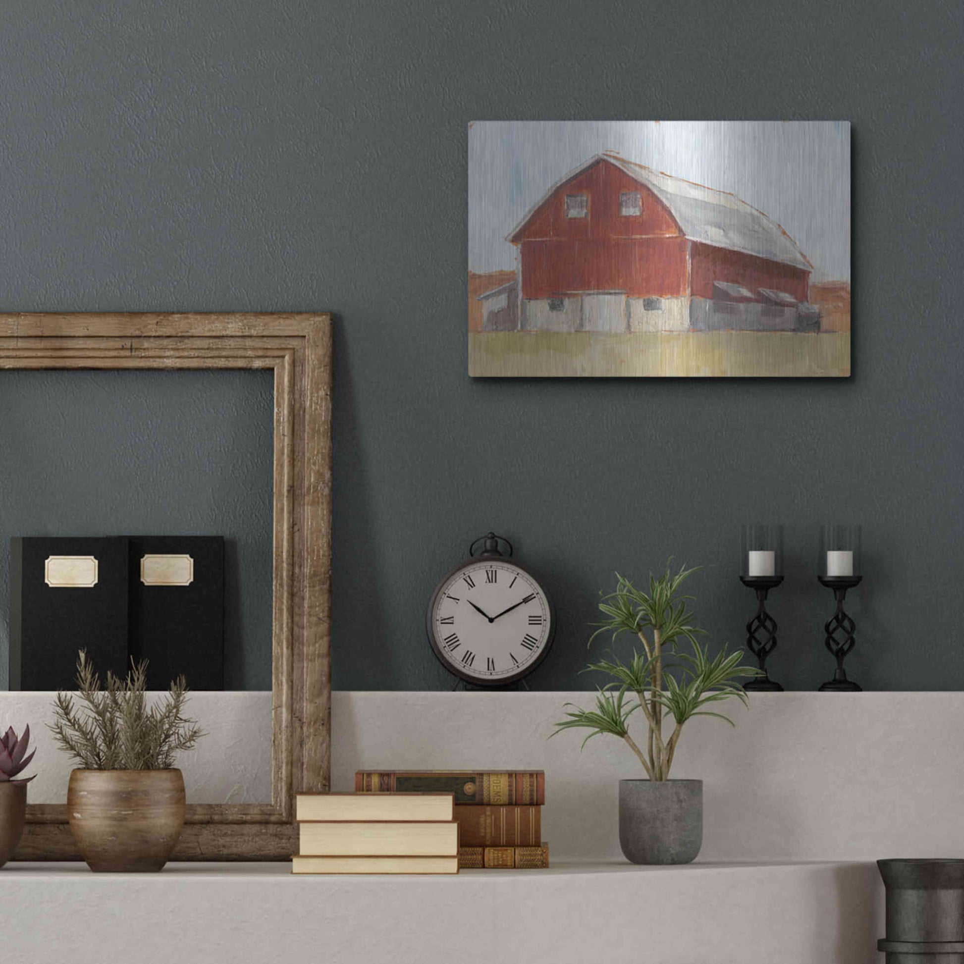 Luxe Metal Art 'Rustic Red Barn II' by Ethan Harper Metal Wall Art,16x12
