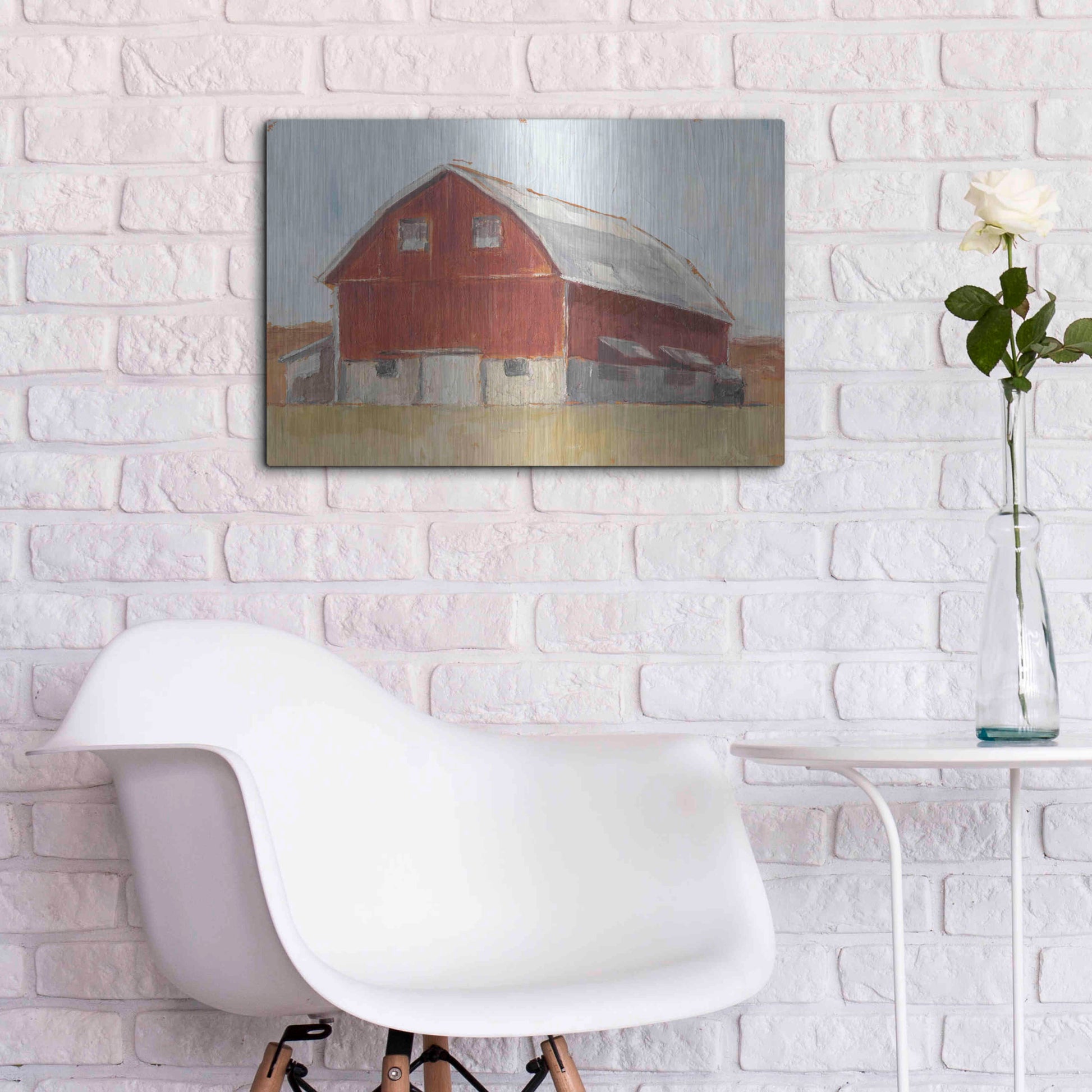 Luxe Metal Art 'Rustic Red Barn II' by Ethan Harper Metal Wall Art,24x16