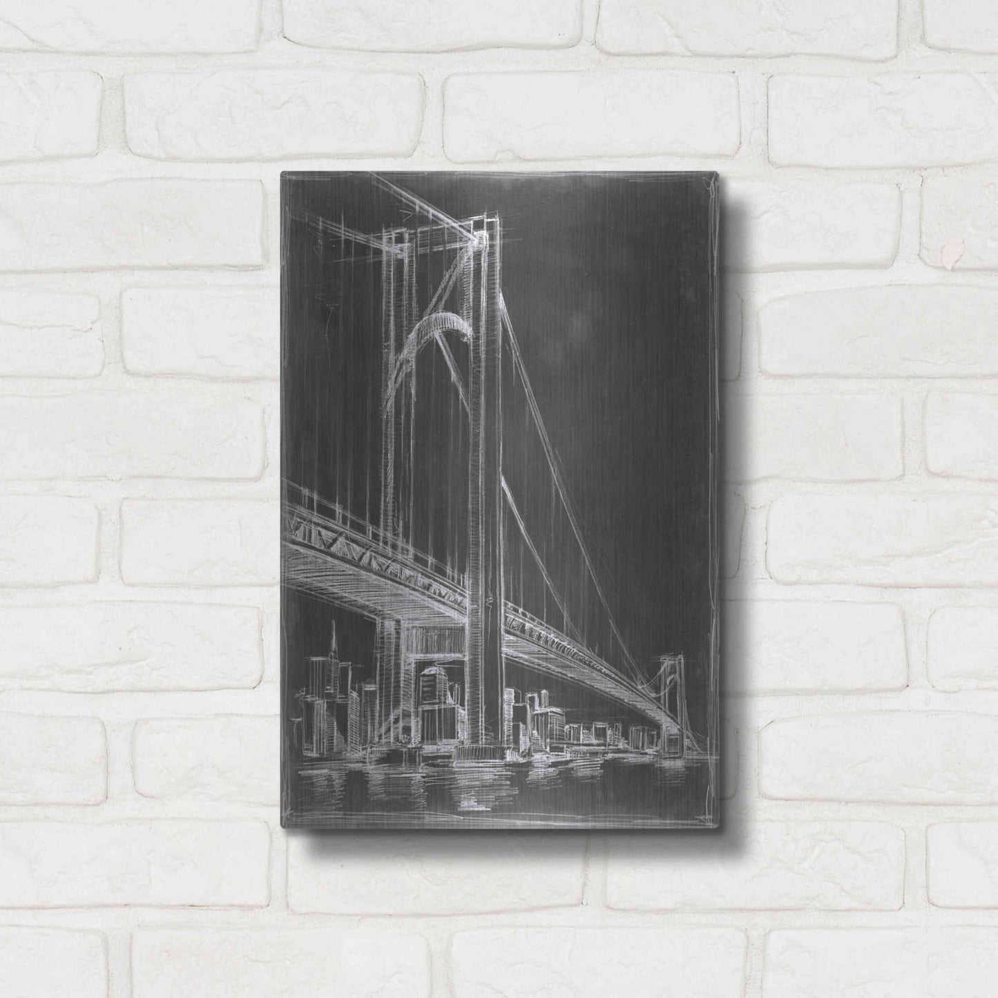 Luxe Metal Art 'Suspension Bridge Blueprint II' by Ethan Harper Metal Wall Art,12x16