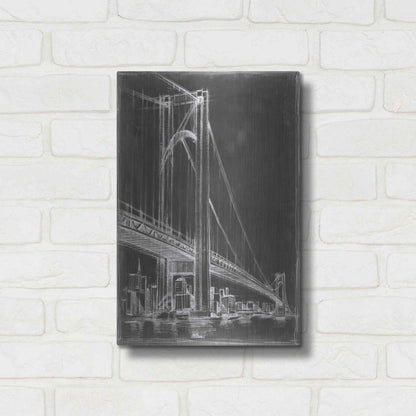 Luxe Metal Art 'Suspension Bridge Blueprint II' by Ethan Harper Metal Wall Art,12x16
