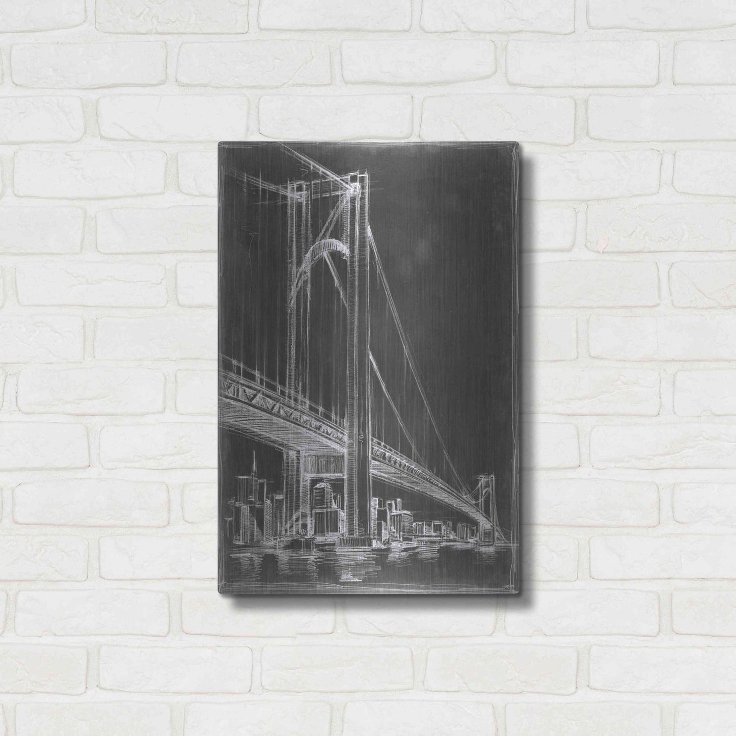 Luxe Metal Art 'Suspension Bridge Blueprint II' by Ethan Harper Metal Wall Art,16x24