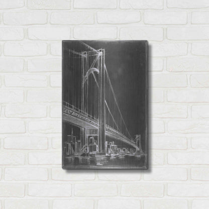 Luxe Metal Art 'Suspension Bridge Blueprint II' by Ethan Harper Metal Wall Art,16x24