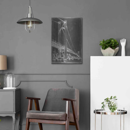 Luxe Metal Art 'Suspension Bridge Blueprint II' by Ethan Harper Metal Wall Art,16x24