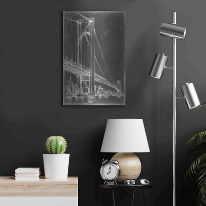 Luxe Metal Art 'Suspension Bridge Blueprint II' by Ethan Harper Metal Wall Art,16x24