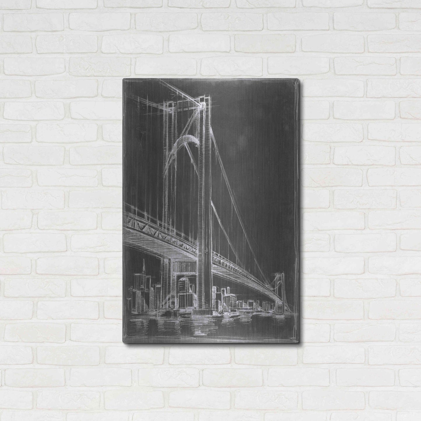 Luxe Metal Art 'Suspension Bridge Blueprint II' by Ethan Harper Metal Wall Art,24x36