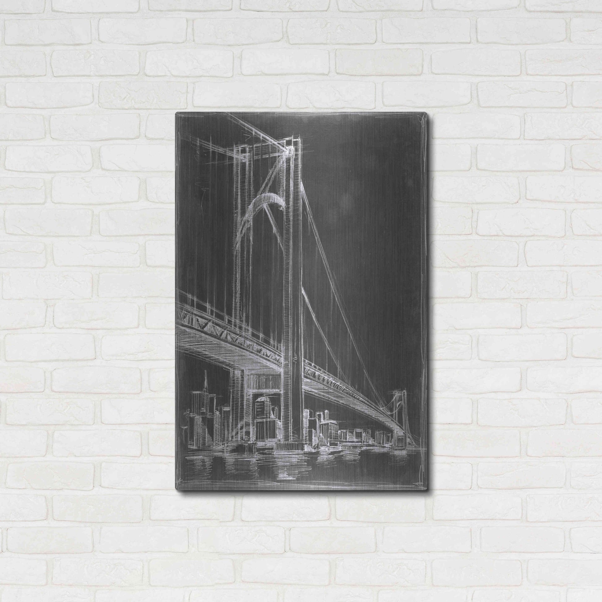 Luxe Metal Art 'Suspension Bridge Blueprint II' by Ethan Harper Metal Wall Art,24x36