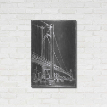 Luxe Metal Art 'Suspension Bridge Blueprint II' by Ethan Harper Metal Wall Art,24x36